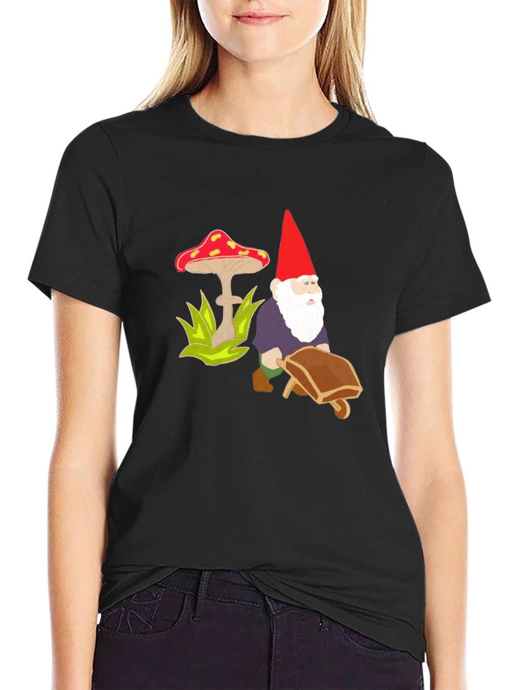 Gnome & Mushroom Black T-Shirt