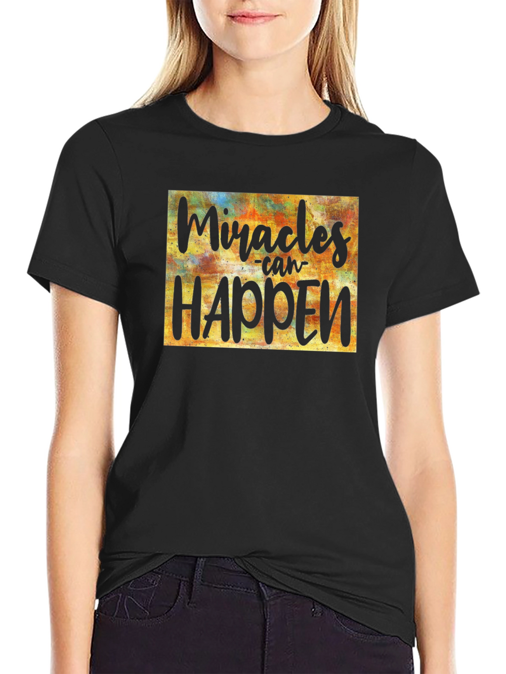 Miracles Can Happen Graphic Tee - Inspirational Black T-Shirt