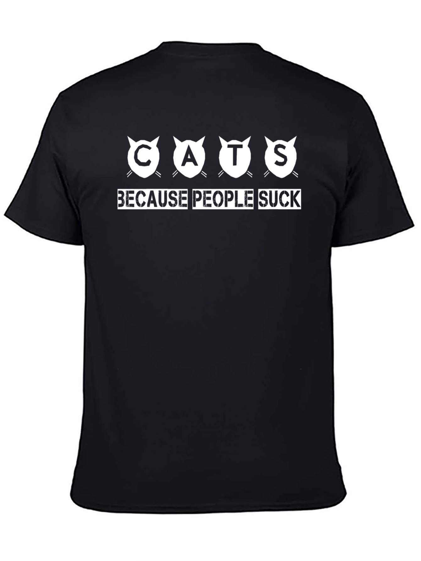 Cats Because People Suck Black Graphic Tee