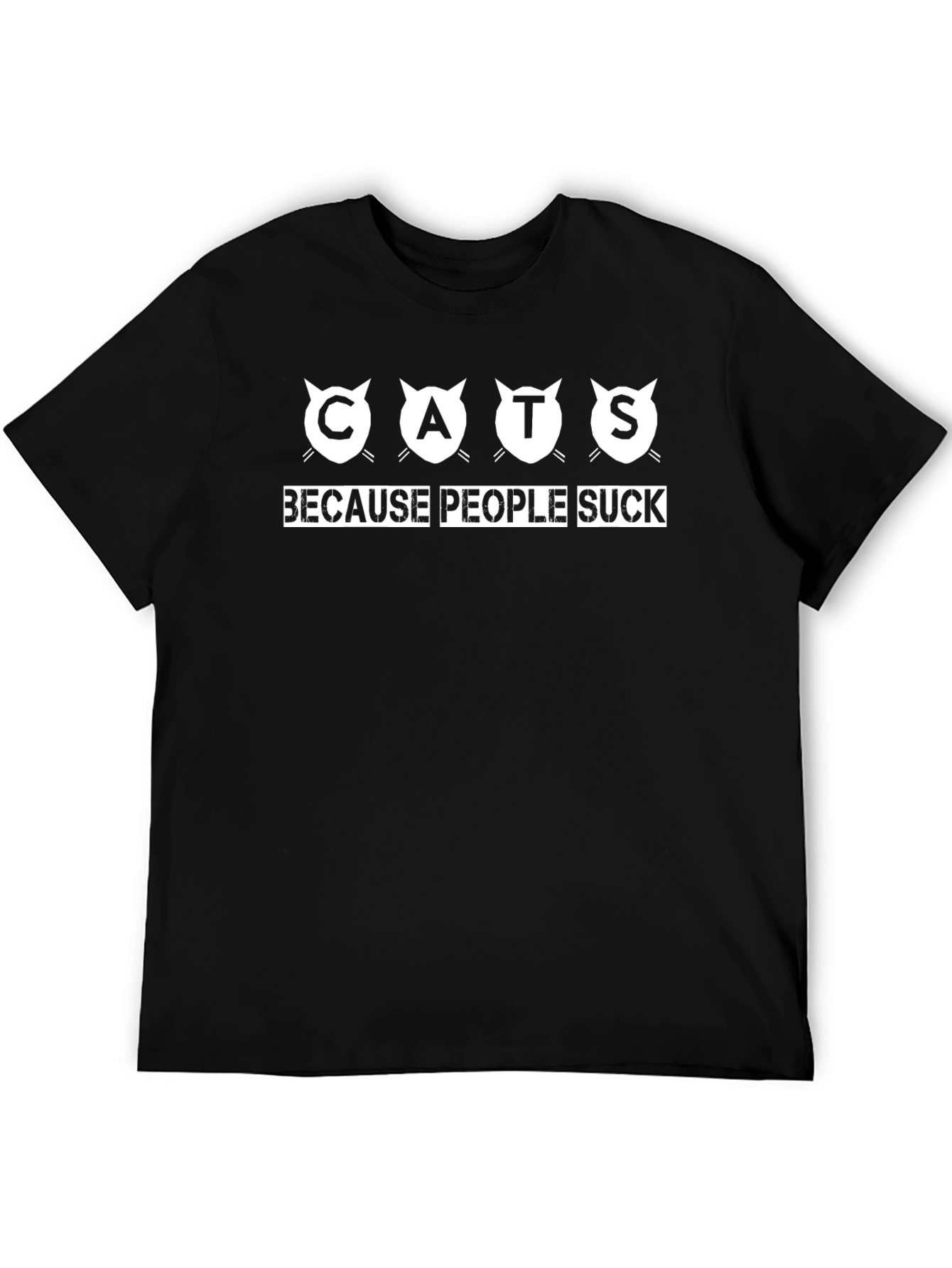 Cats Because People Suck Black Graphic Tee