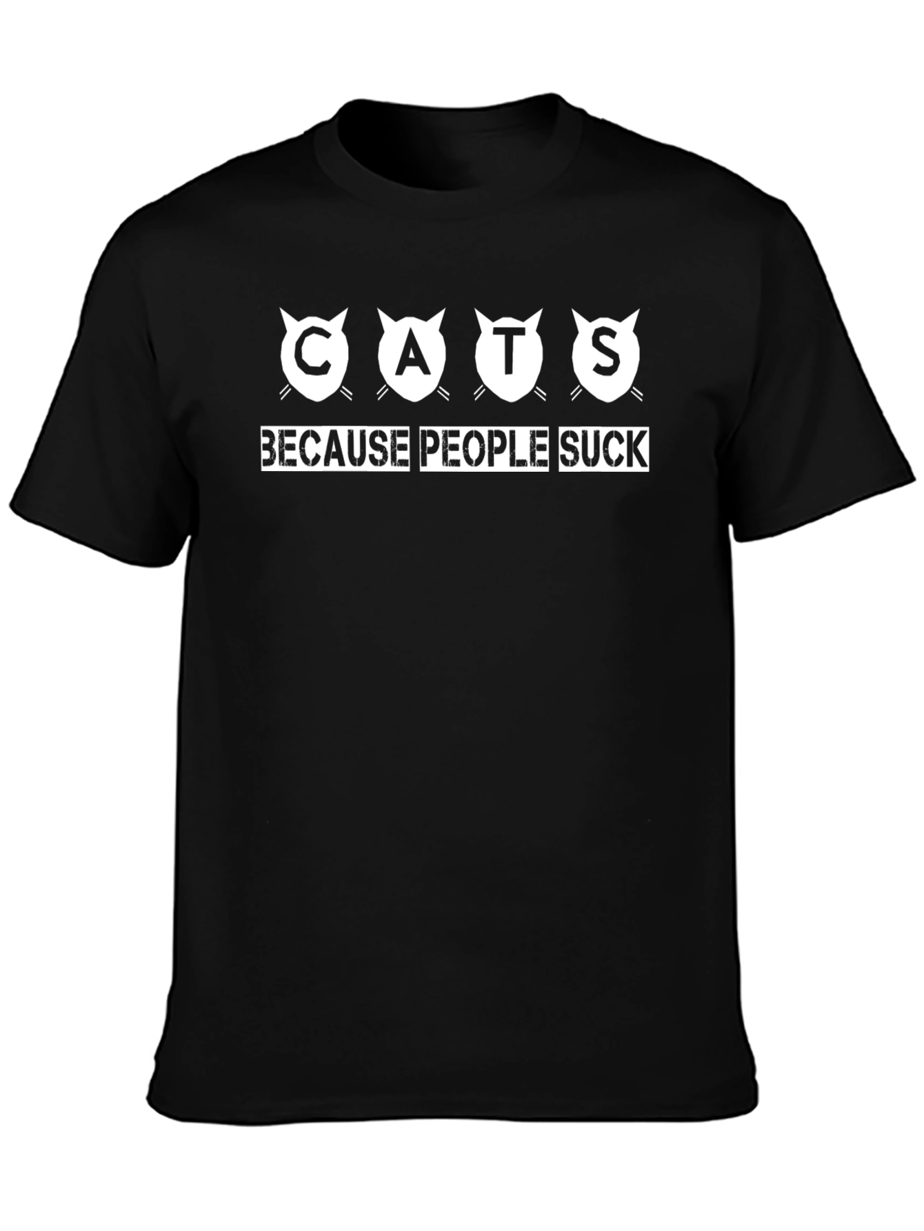Cats Because People Suck Black Graphic Tee