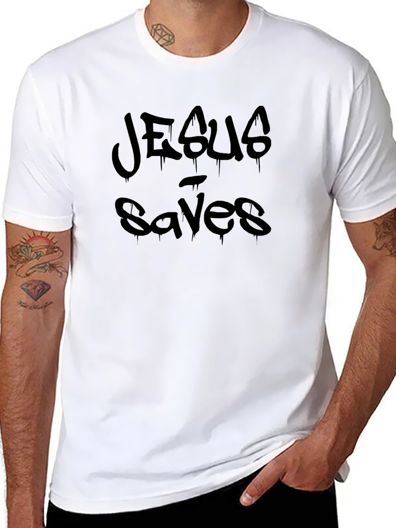 Jesus Saves Black Graphic T-Shirt
