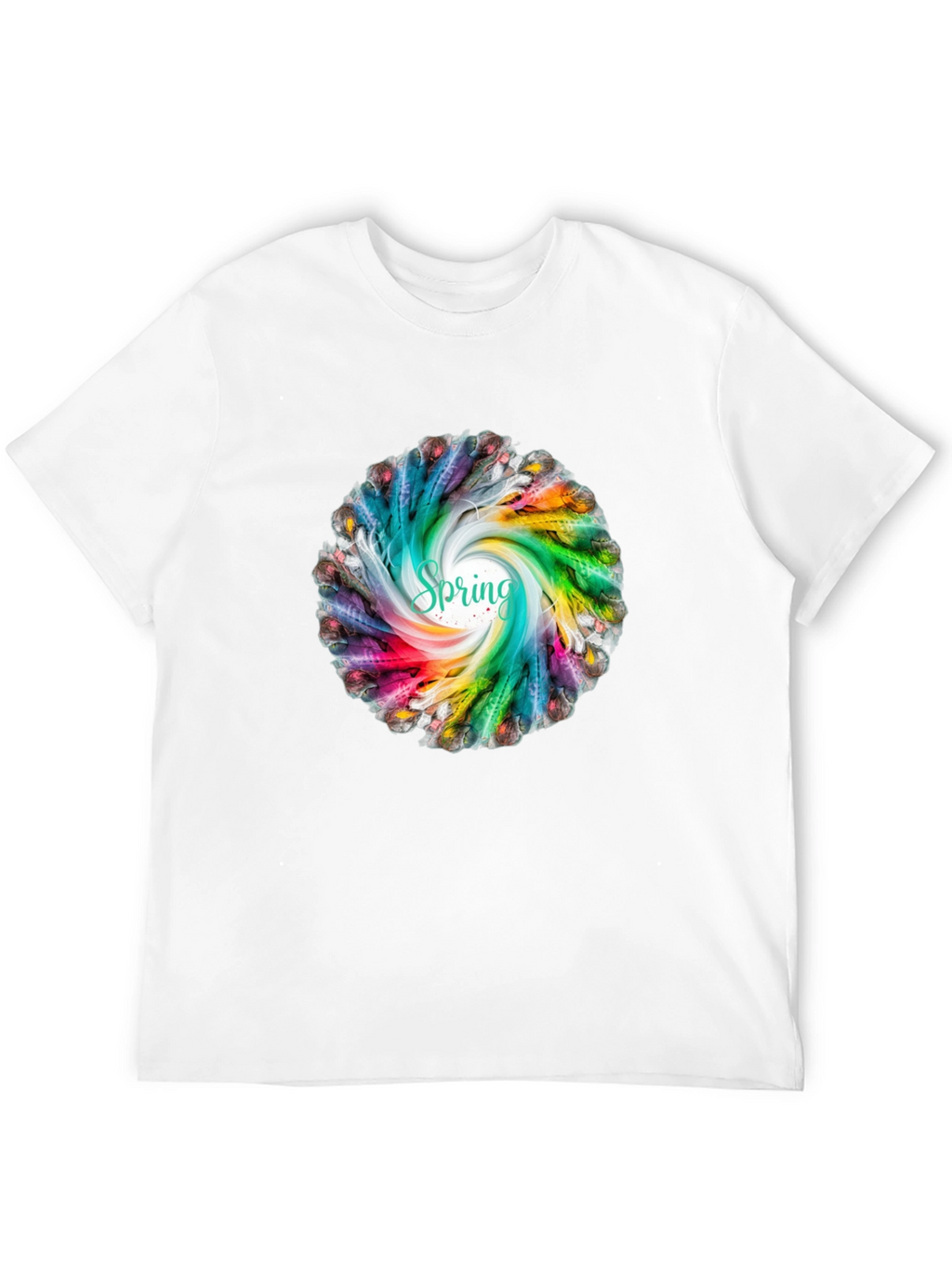 Spring Feather Swirl Black T-Shirt