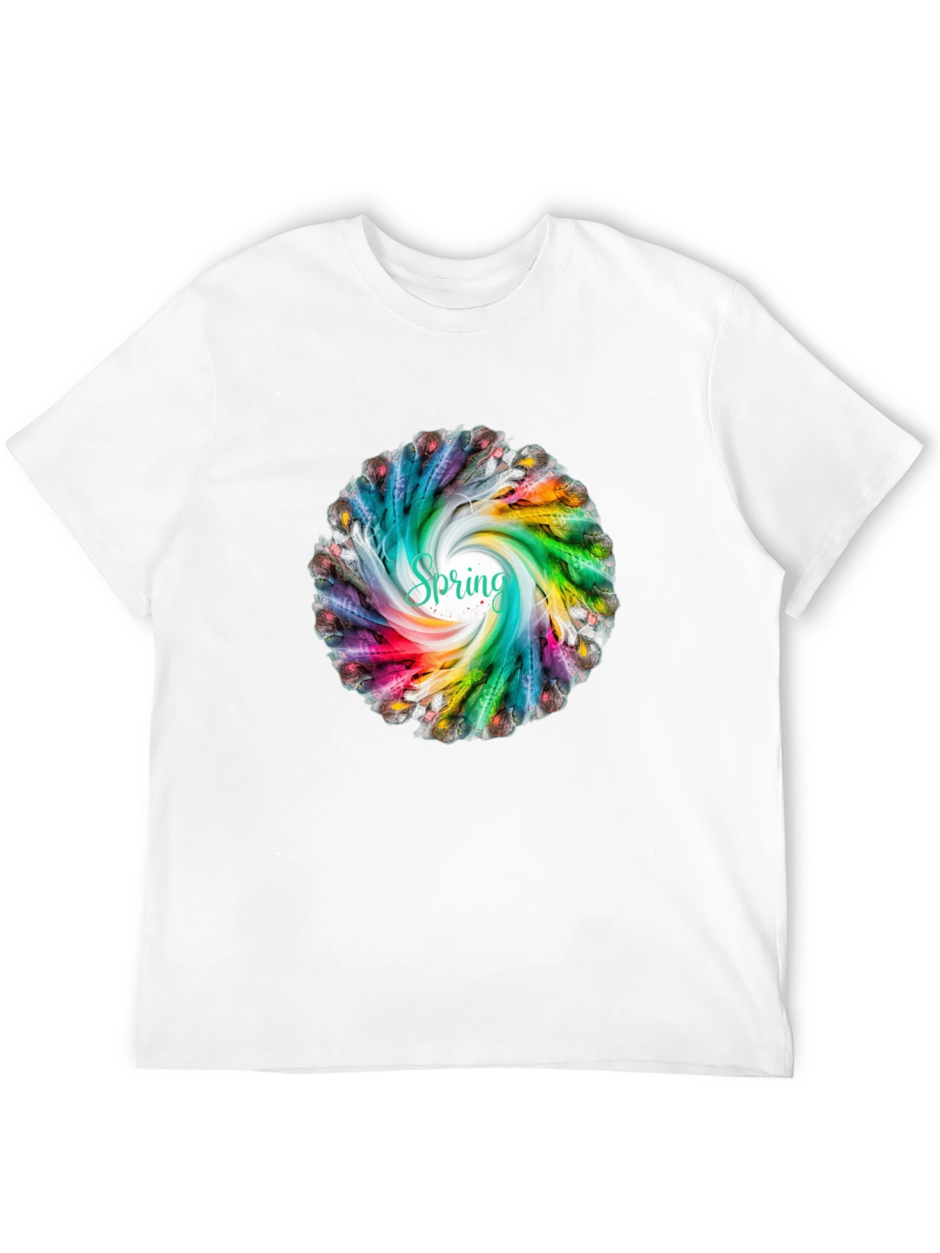 Spring Feather Swirl Black T-Shirt
