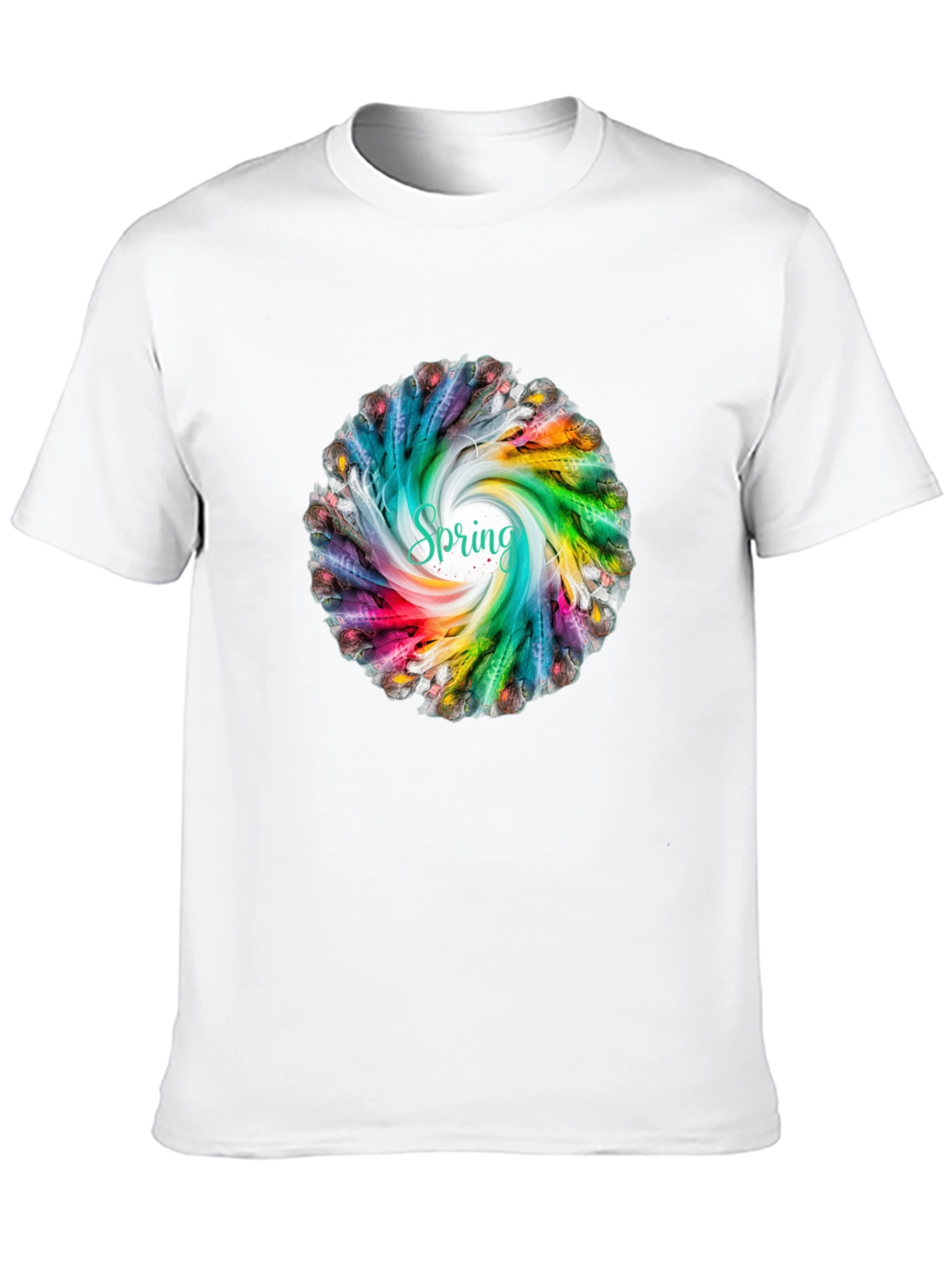 Spring Feather Swirl Black T-Shirt