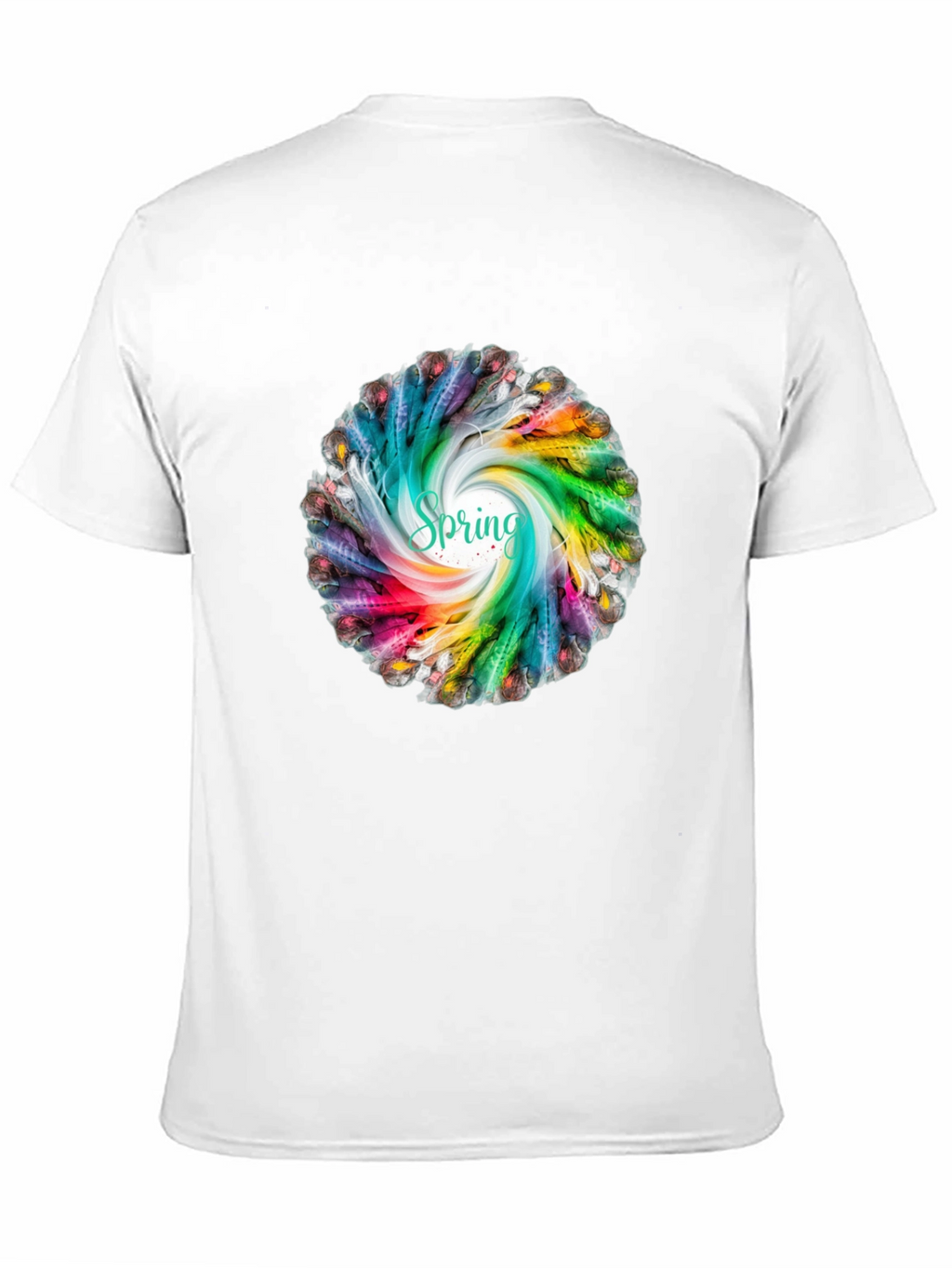Spring Feather Swirl Black T-Shirt