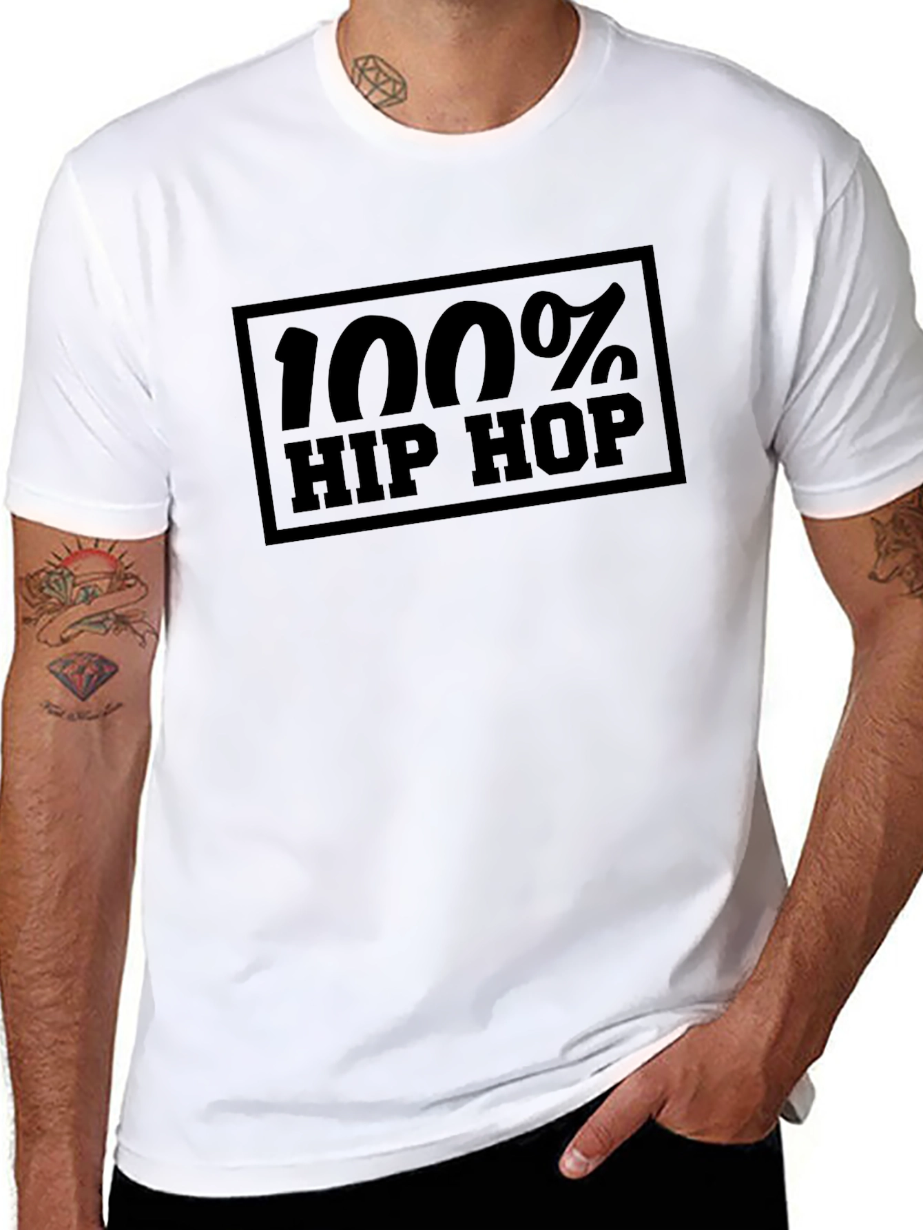 100% Hip Hop Graphic Tee - Black