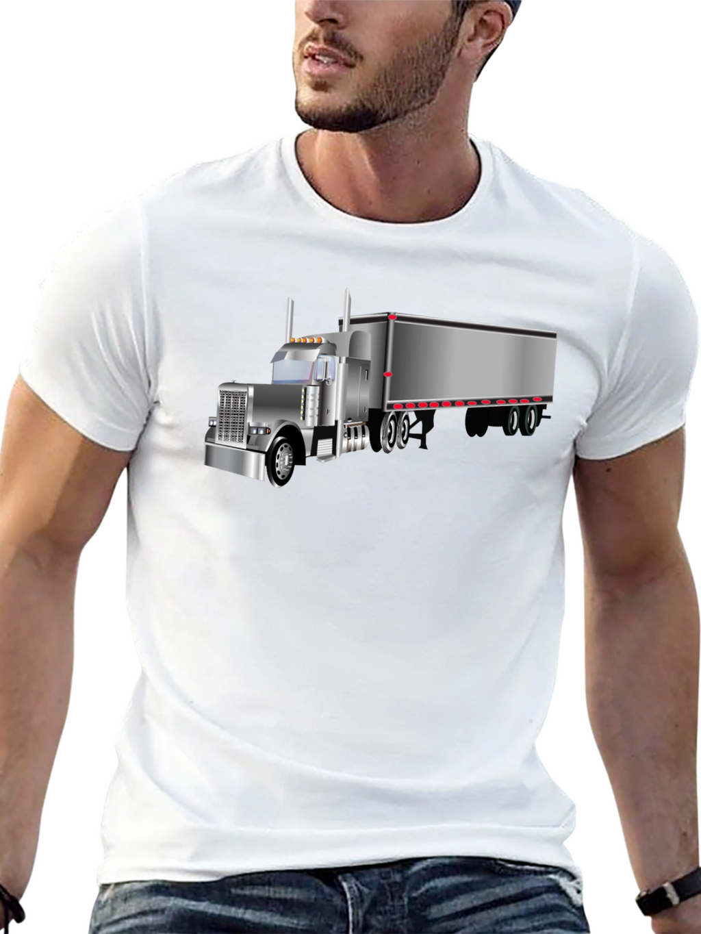 Trucker T-Shirt - Black Graphic Tee