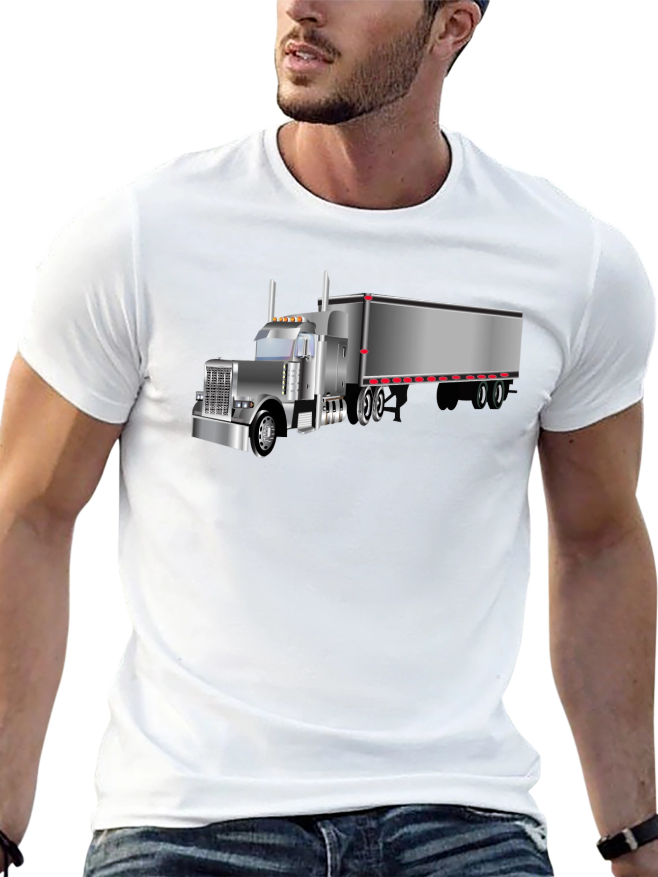 Trucker T-Shirt - Black Graphic Tee