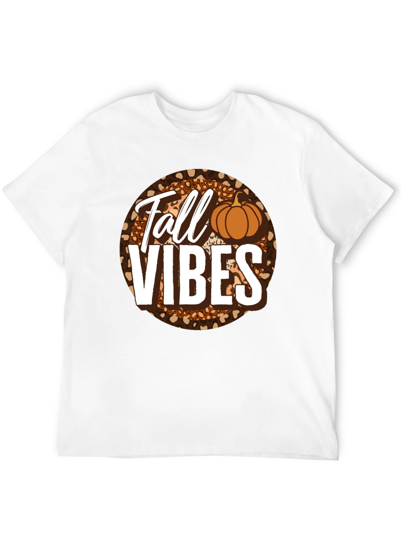 Fall Vibes Pumpkin Leopard Print T-Shirt