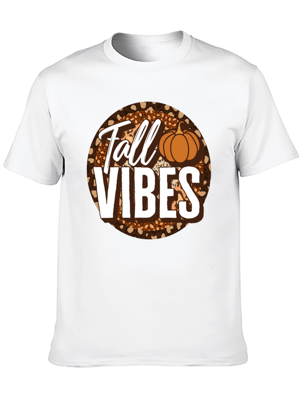 Fall Vibes Pumpkin Leopard Print T-Shirt