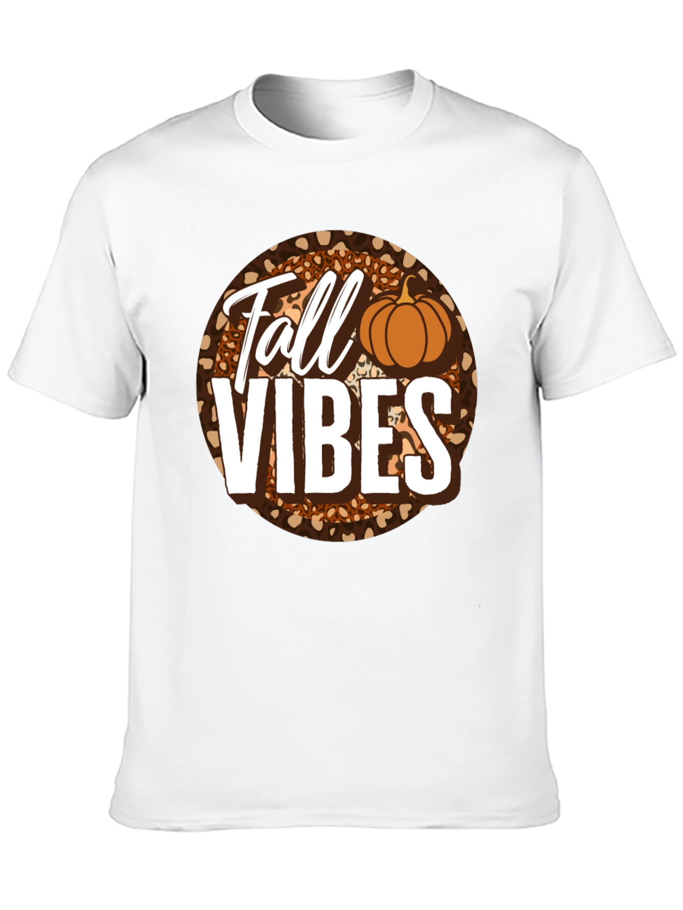 Fall Vibes Pumpkin Leopard Print T-Shirt