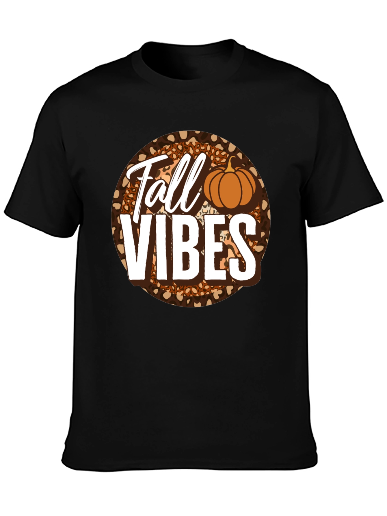 Fall Vibes Pumpkin Leopard Print T-Shirt
