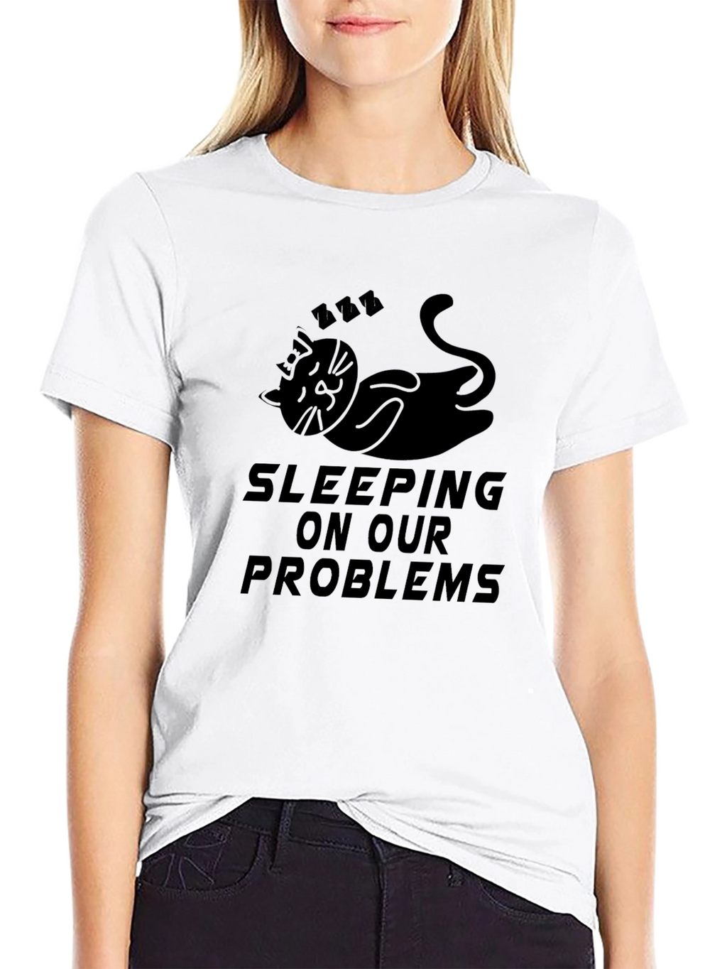 Sleeping on Our Problems Black Graphic Tee