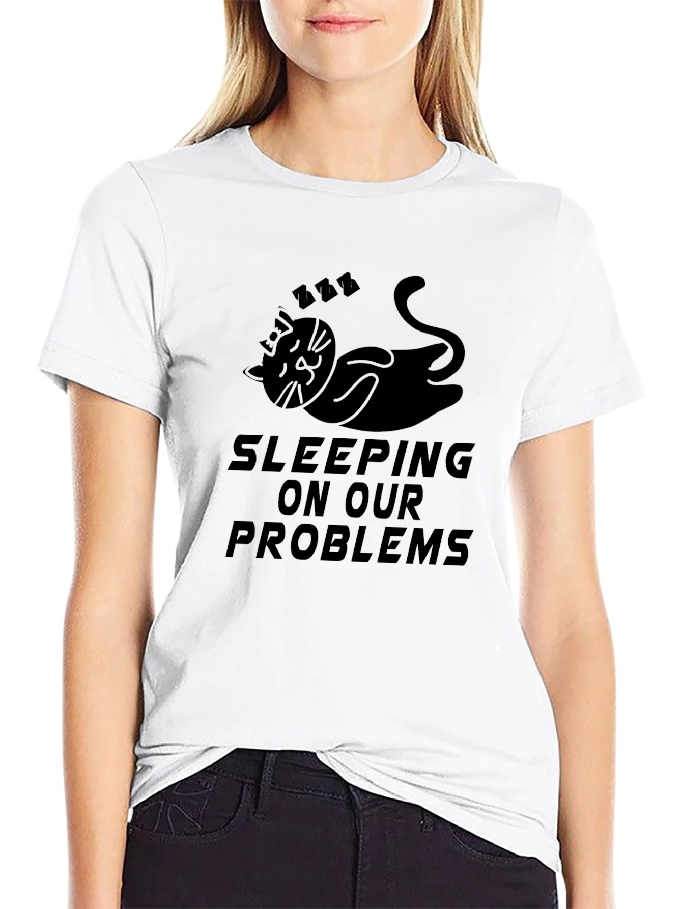Sleeping on Our Problems Black Graphic Tee