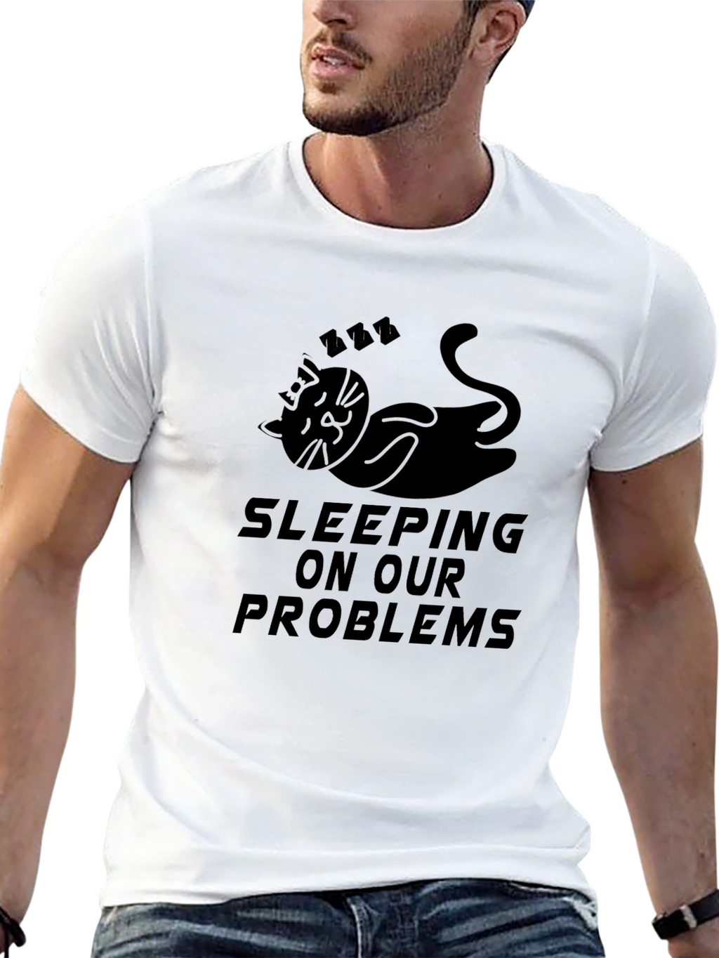 Sleeping on Our Problems Black Graphic Tee