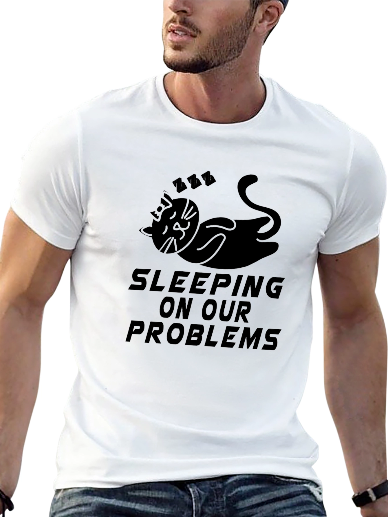 Sleeping on Our Problems Black Graphic Tee