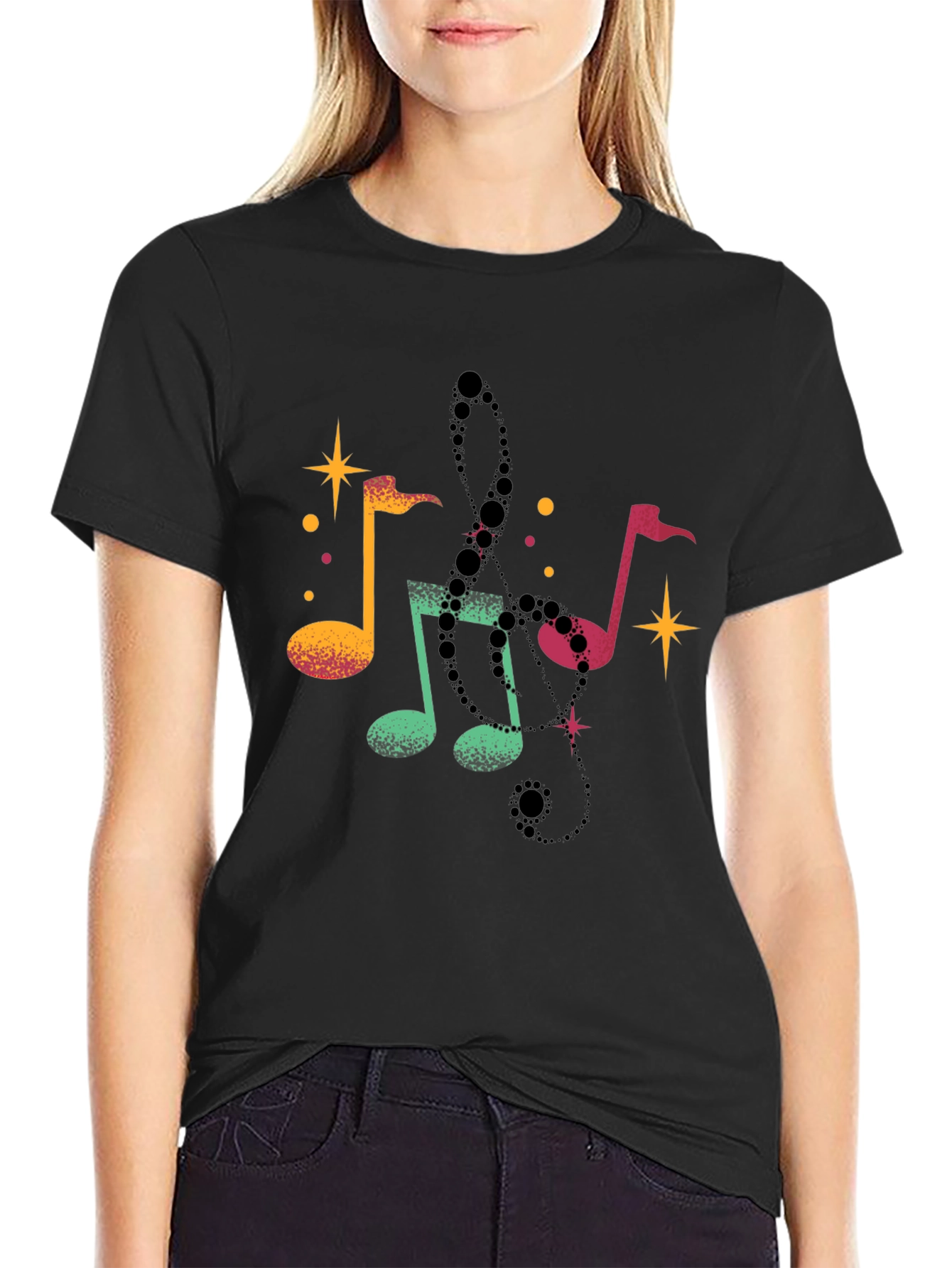 Musical Notes Black T-Shirt