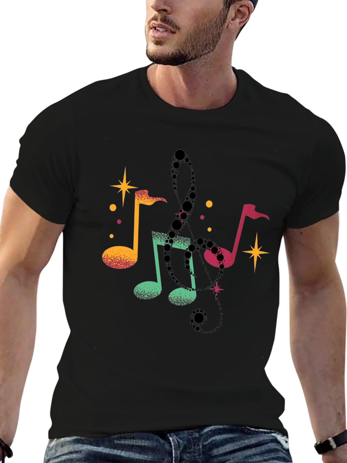 Musical Notes Black T-Shirt