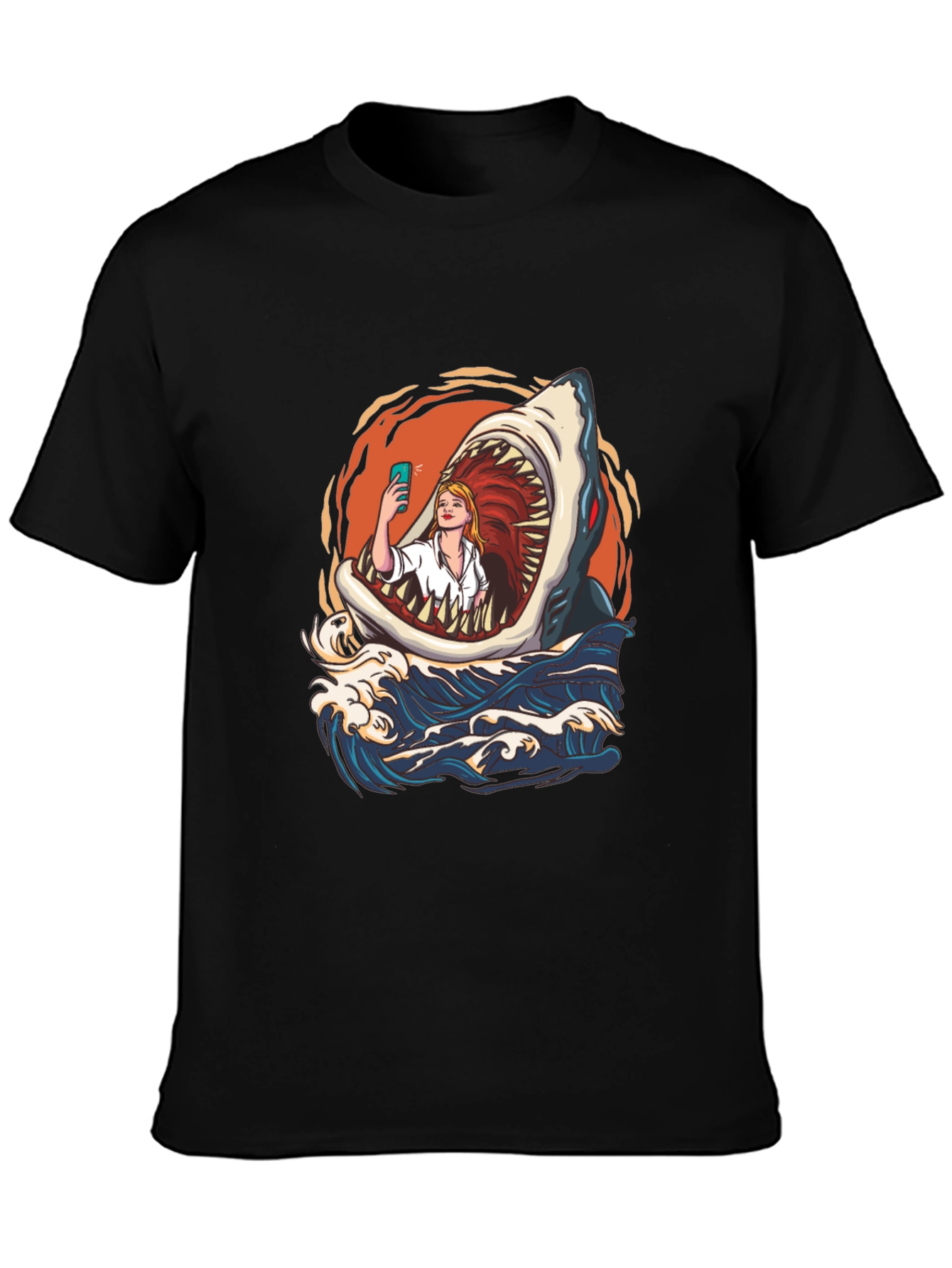 Shark Selfie Graphic Tee - Funny Ocean Print