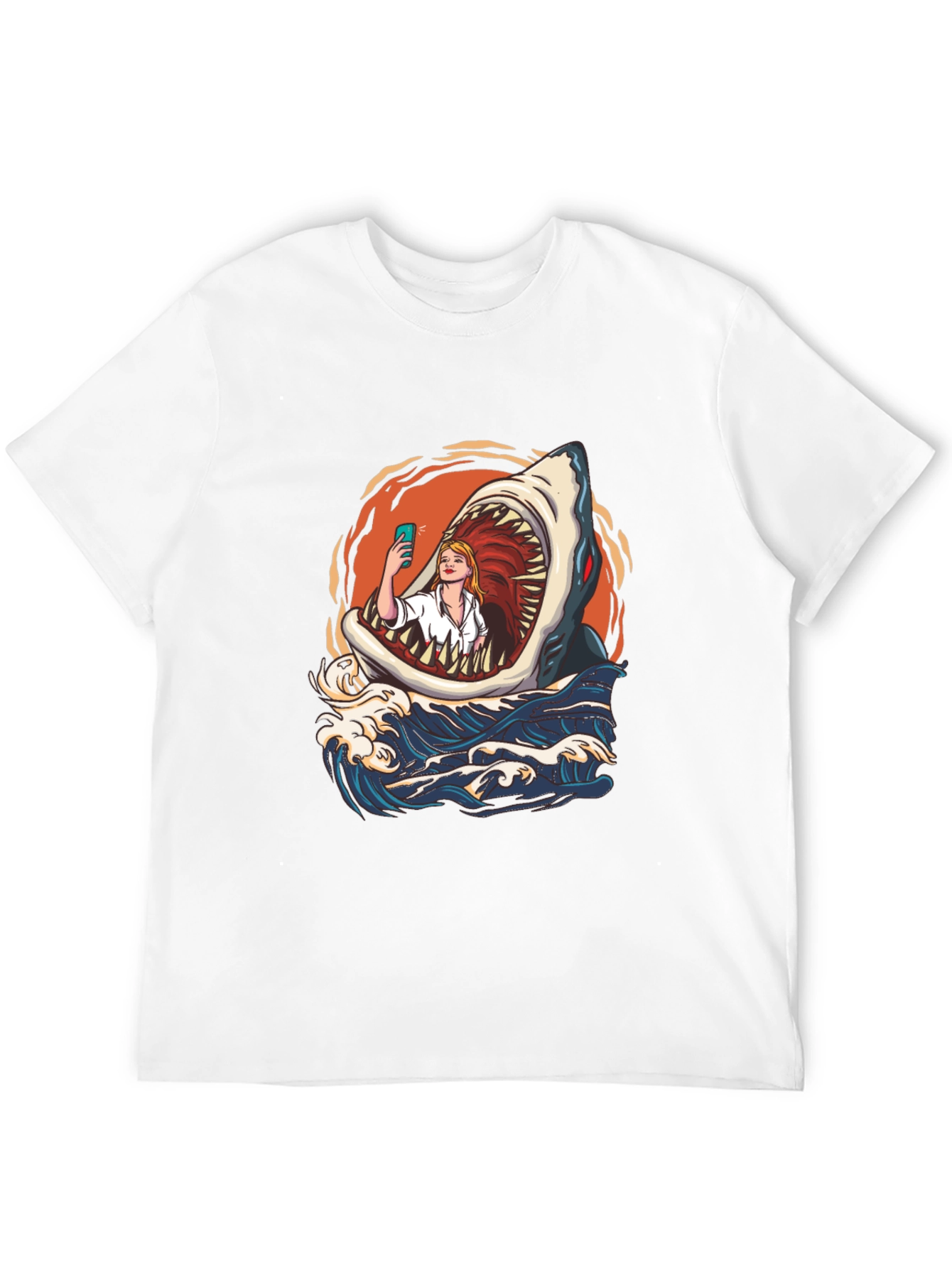 Shark Selfie Graphic Tee - Funny Ocean Print