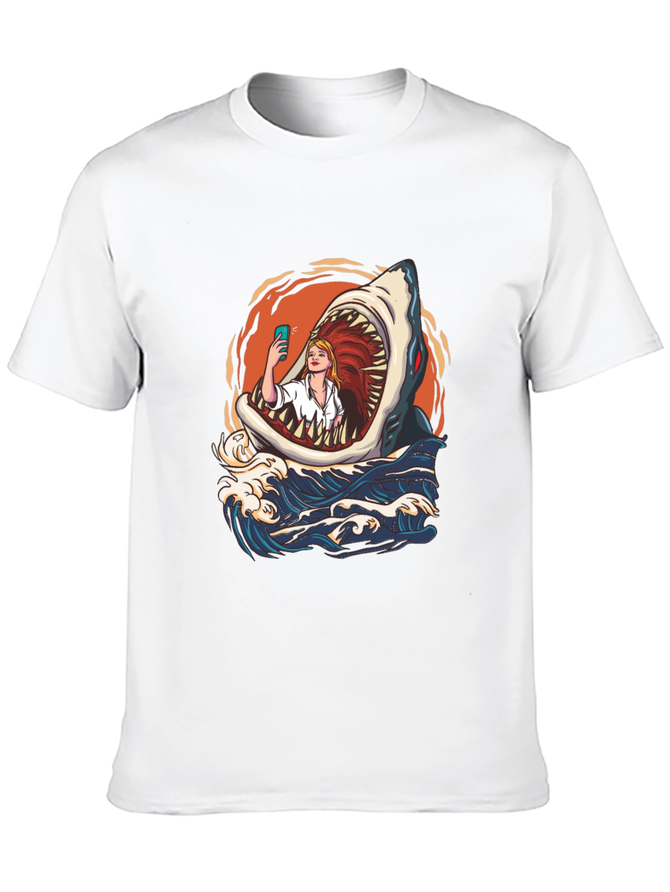 Shark Selfie Graphic Tee - Funny Ocean Print