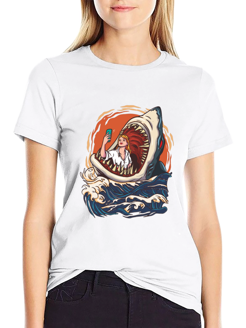 Shark Selfie Graphic Tee - Funny Ocean Print
