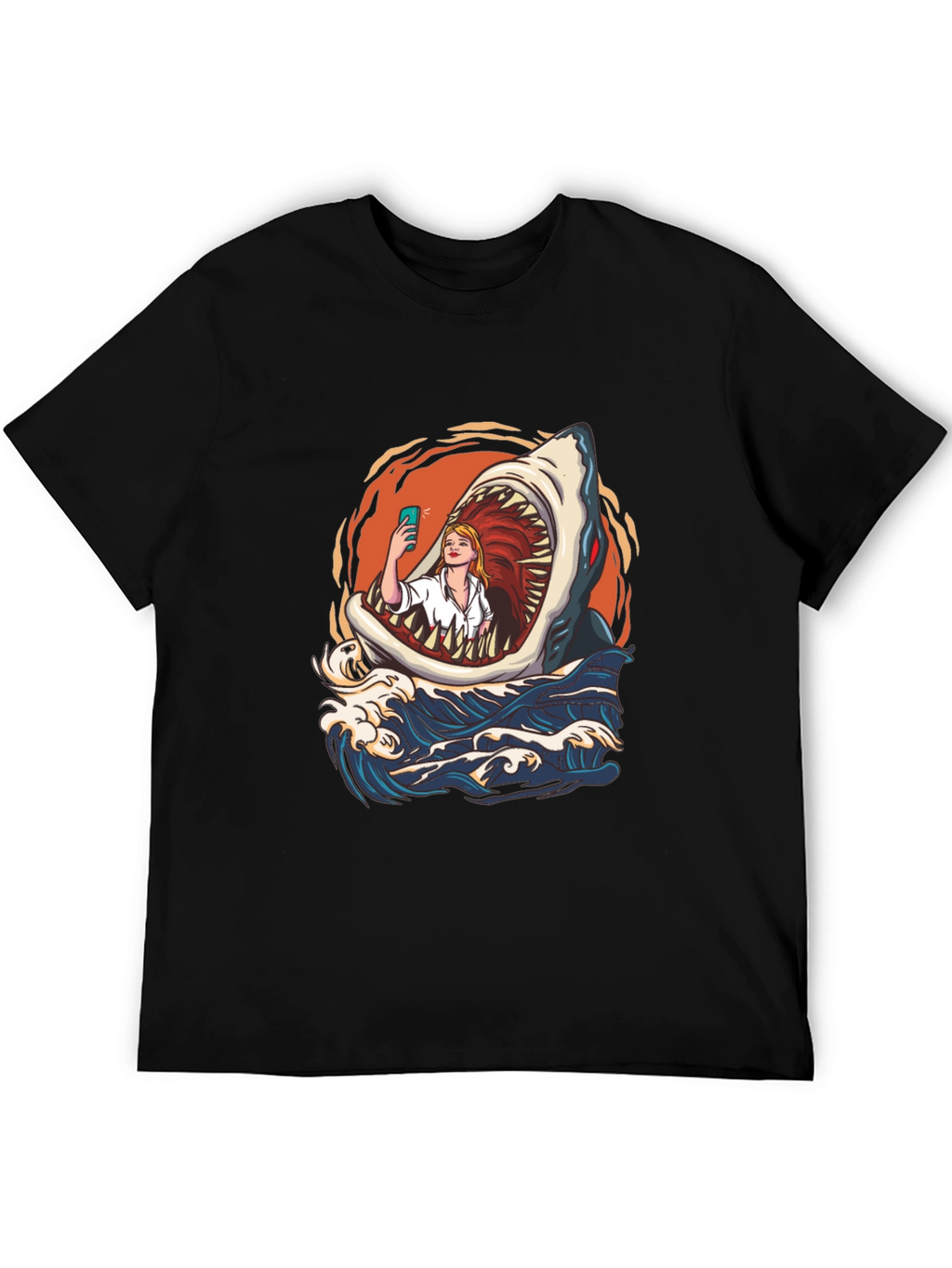 Shark Selfie Graphic Tee - Funny Ocean Print