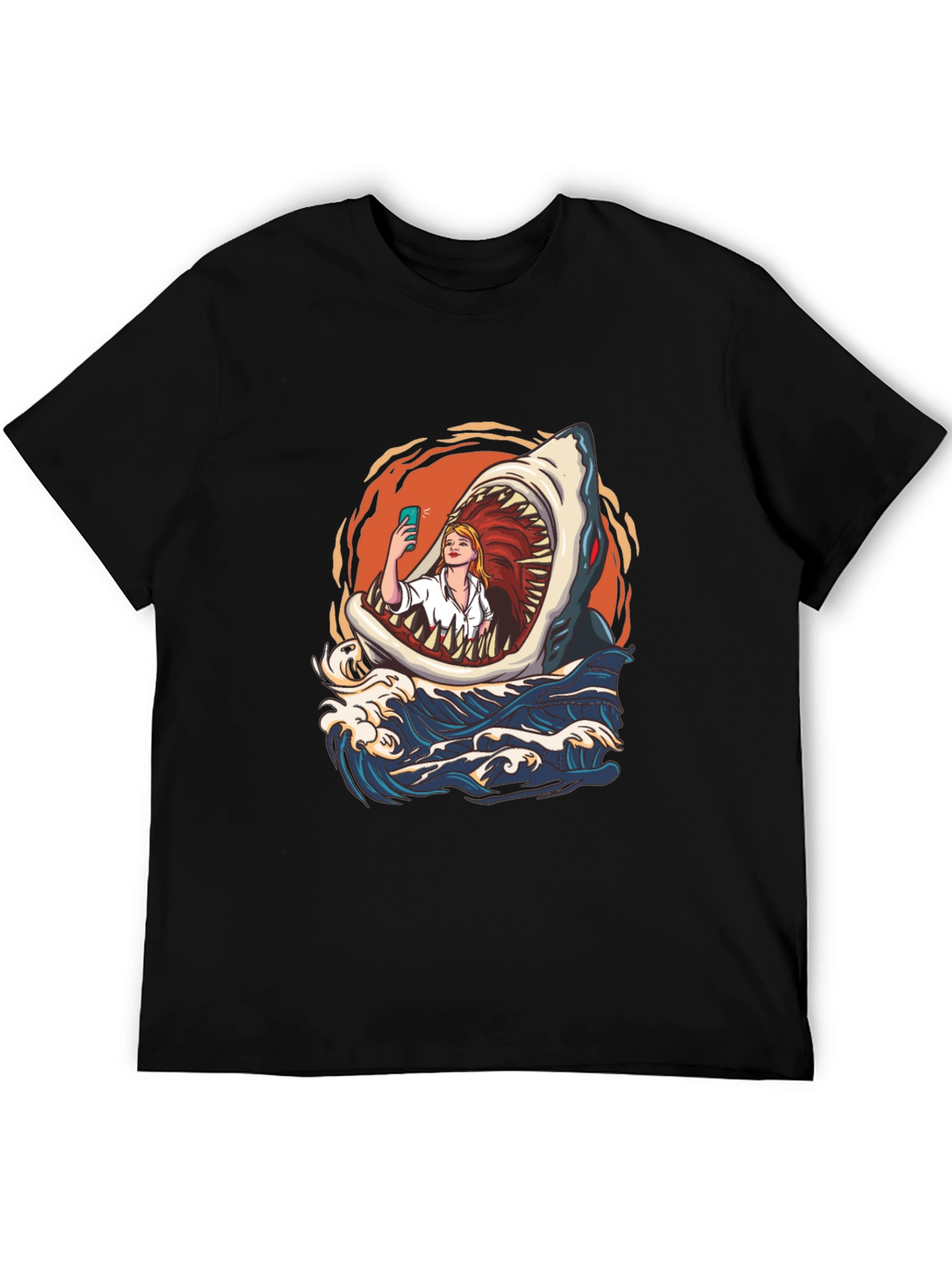 Shark Selfie Graphic Tee - Funny Ocean Print