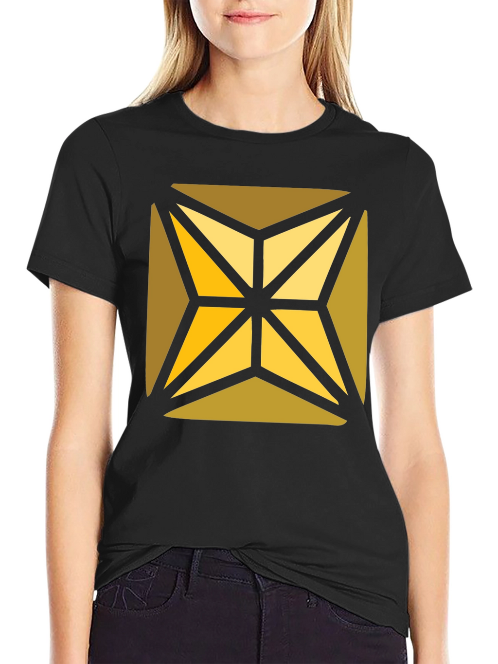 Geometric Starburst Graphic Black T-Shirt
