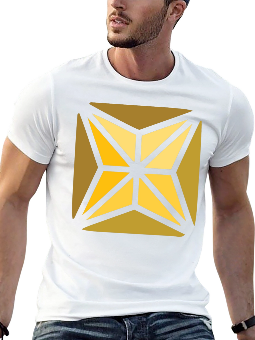 Geometric Starburst Graphic Black T-Shirt