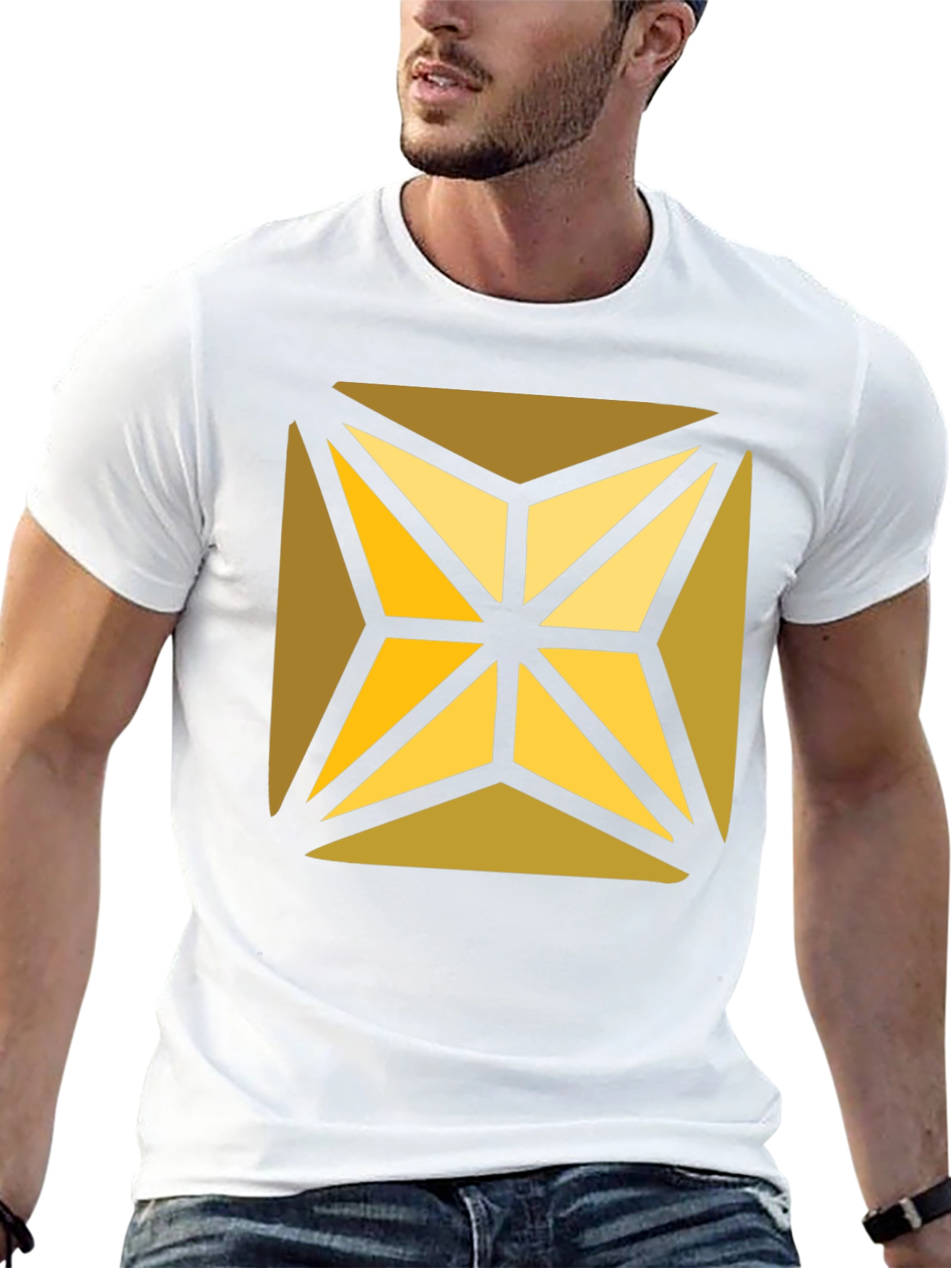 Geometric Starburst Graphic Black T-Shirt
