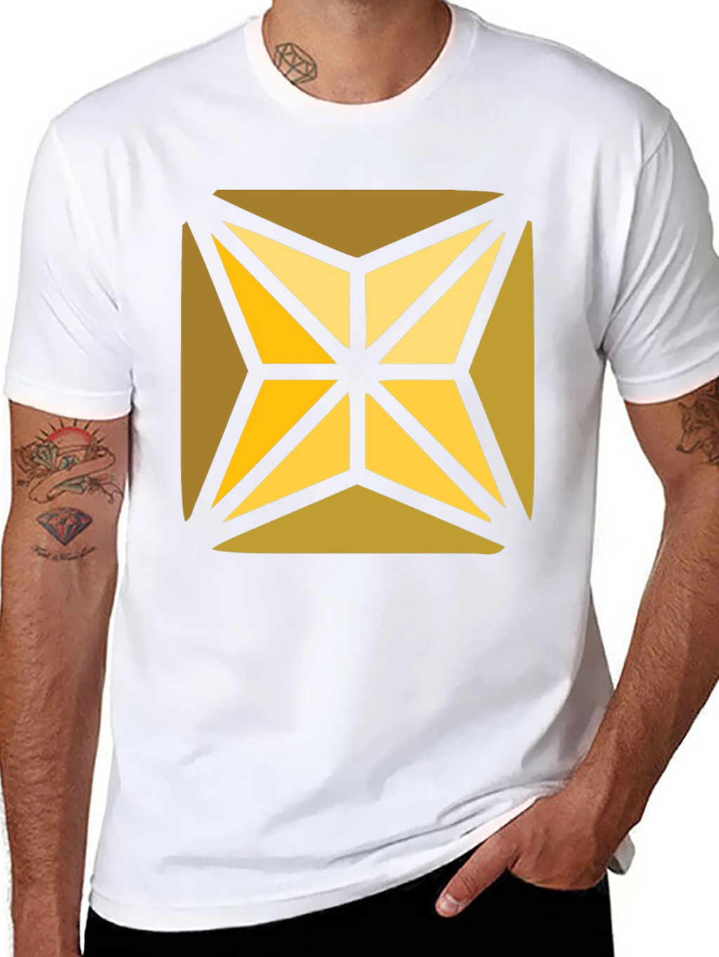 Geometric Starburst Graphic Black T-Shirt