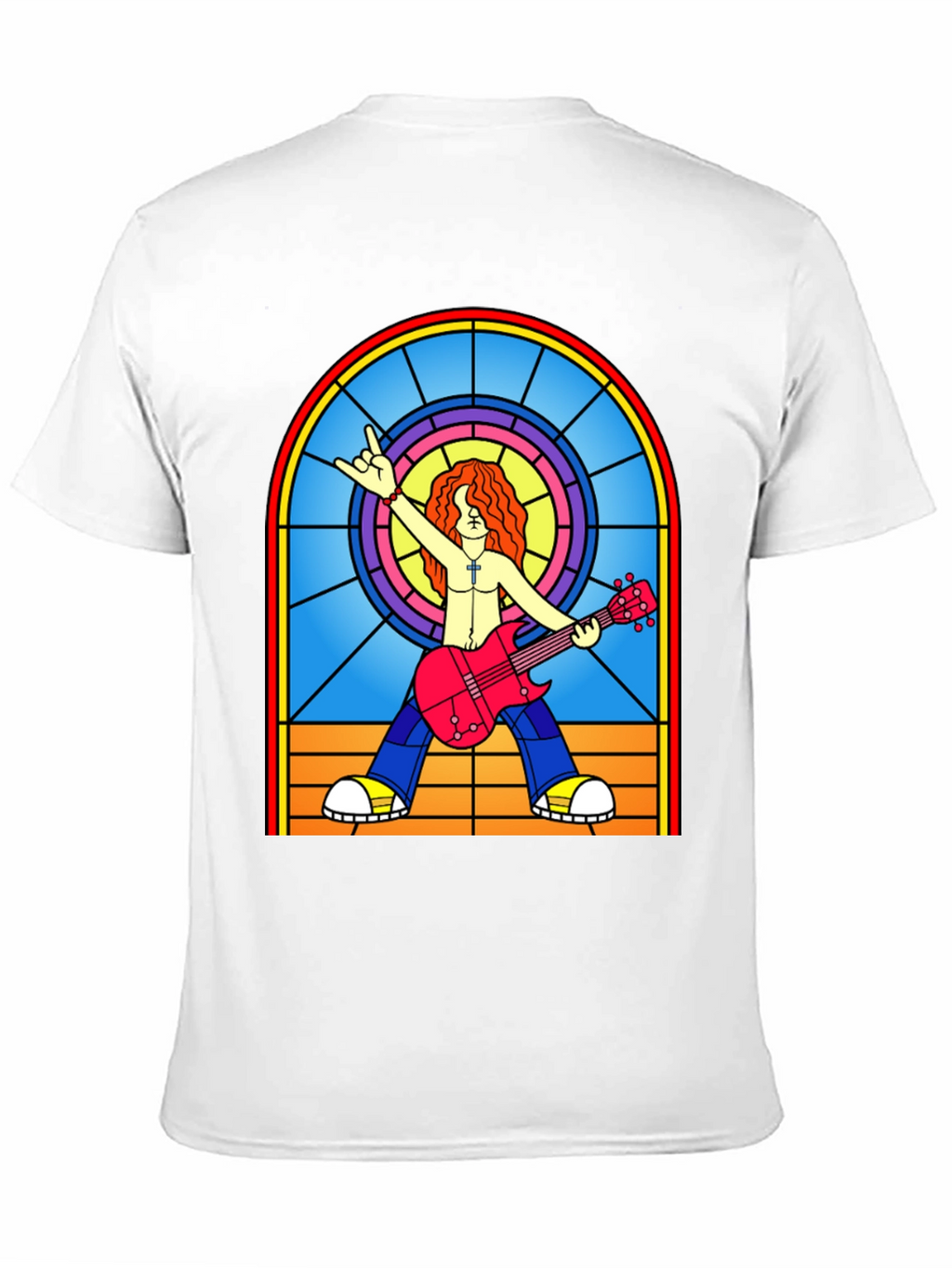 Rock Guitarist Stained Glass Graphic T-Shirt