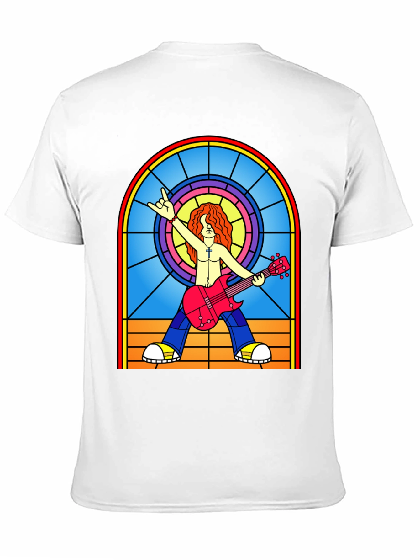 Rock Guitarist Stained Glass Graphic T-Shirt