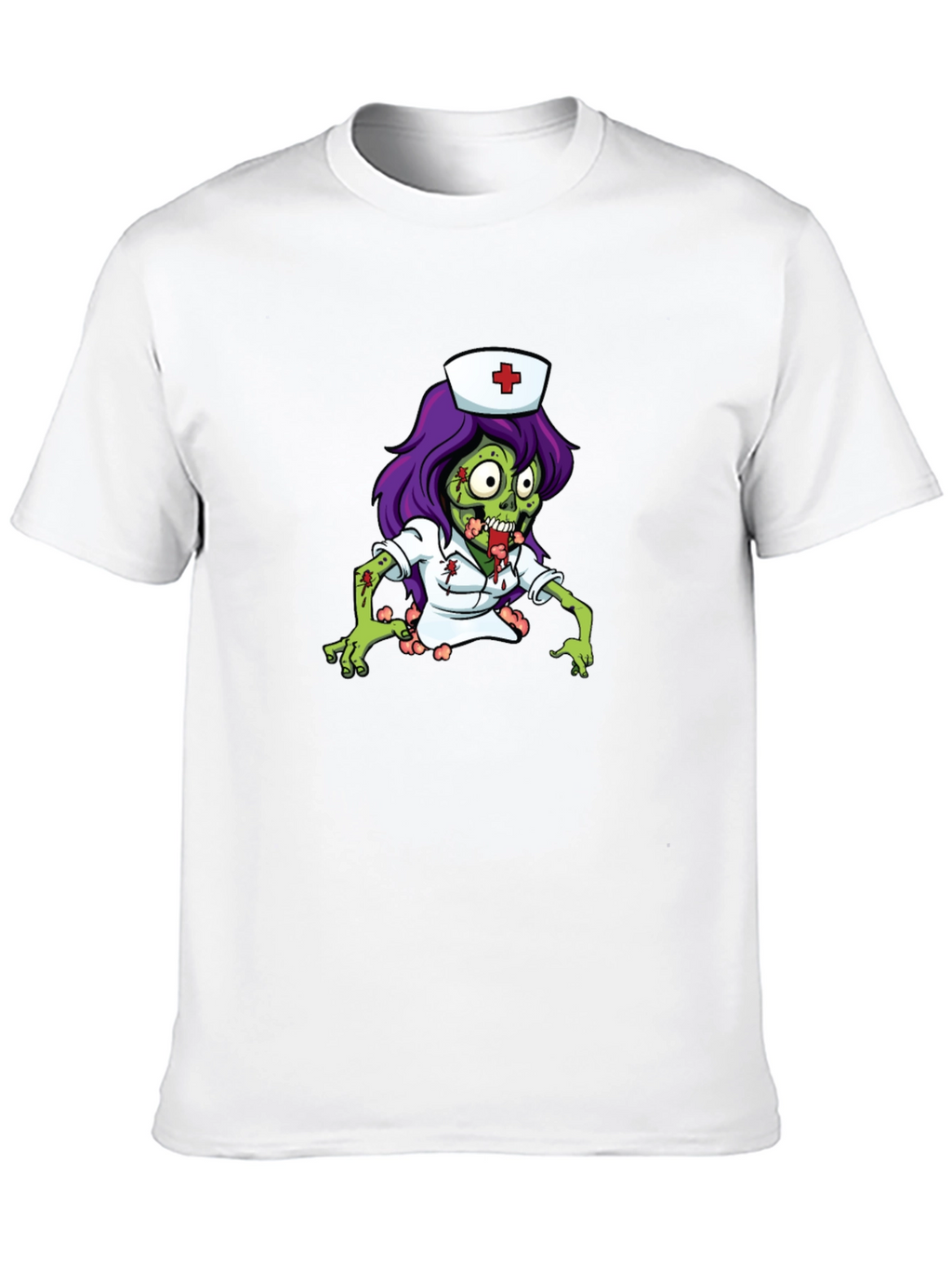 Zombie Nurse Graphic Tee - Black Cotton T-Shirt