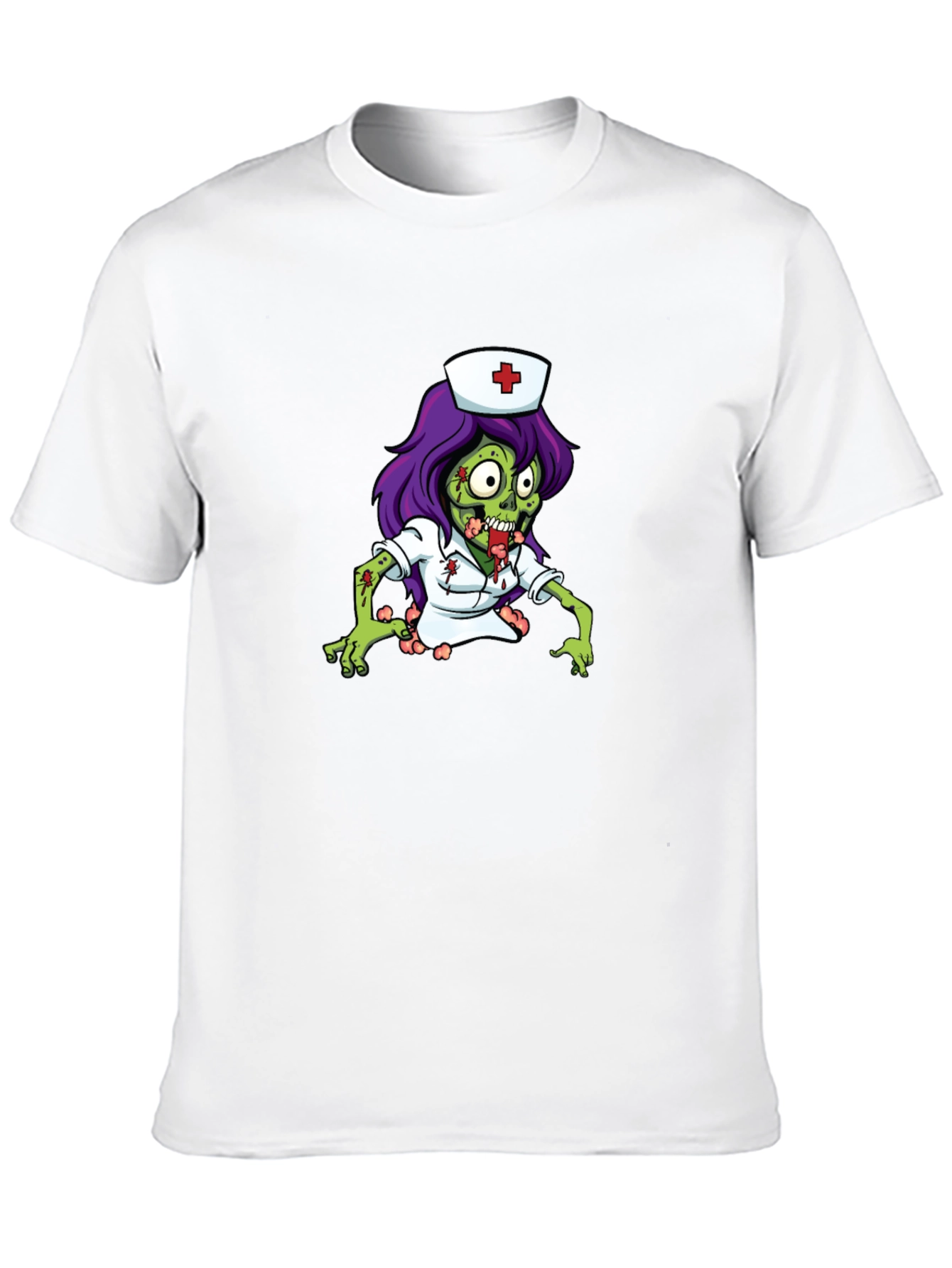 Zombie Nurse Graphic Tee - Black Cotton T-Shirt