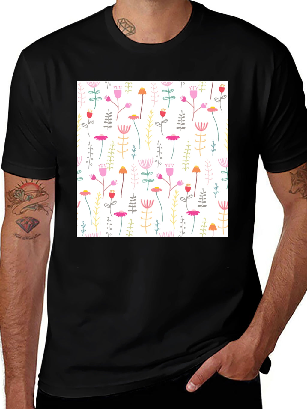 Floral Print T-Shirt - Casual Style