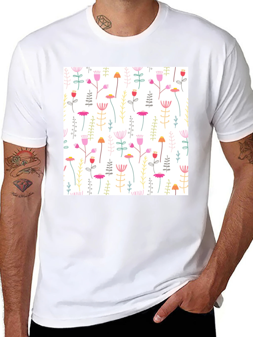 Floral Print T-Shirt - Casual Style