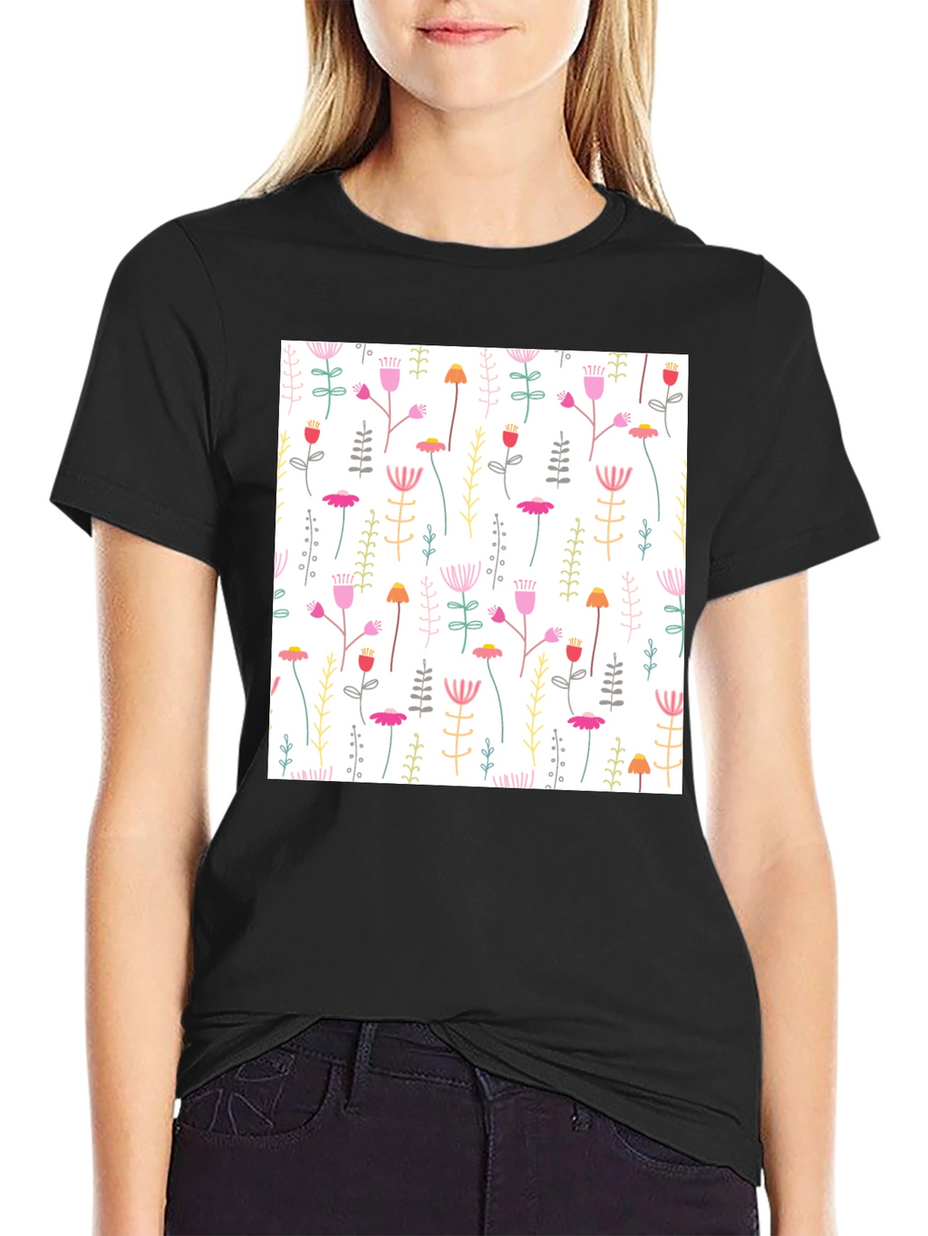 Floral Print T-Shirt - Casual Style