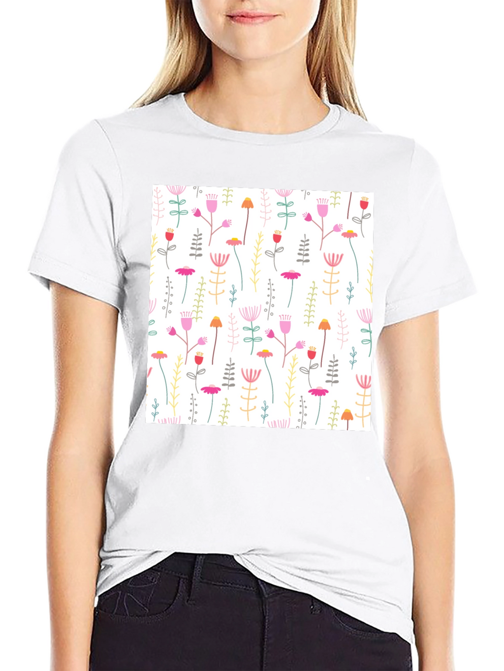 Floral Print T-Shirt - Casual Style