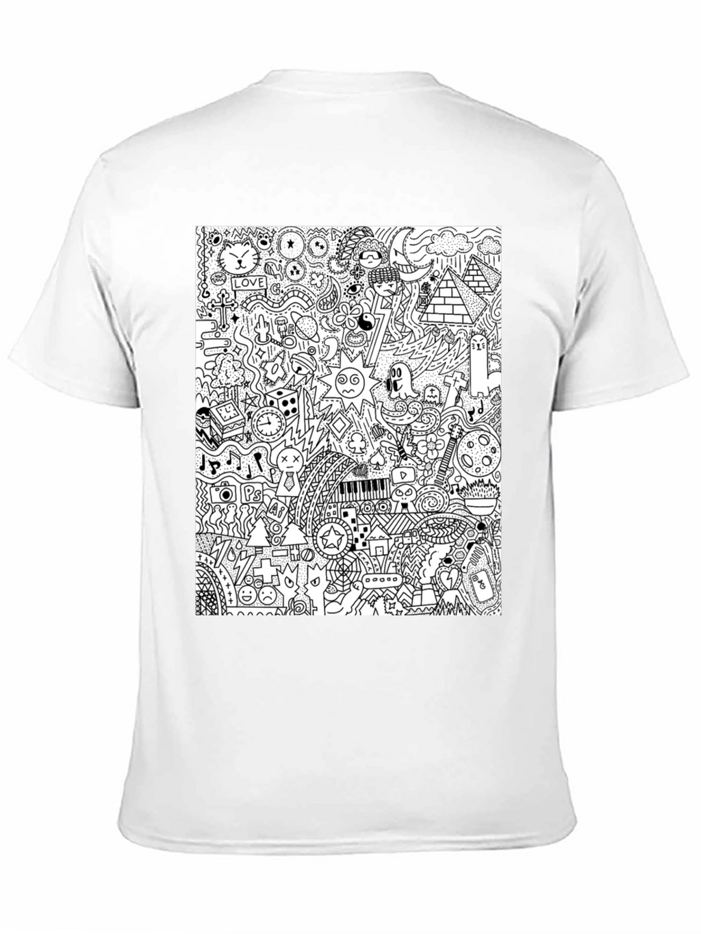 Doodle Art Black Tee - Quirky Graphic Print