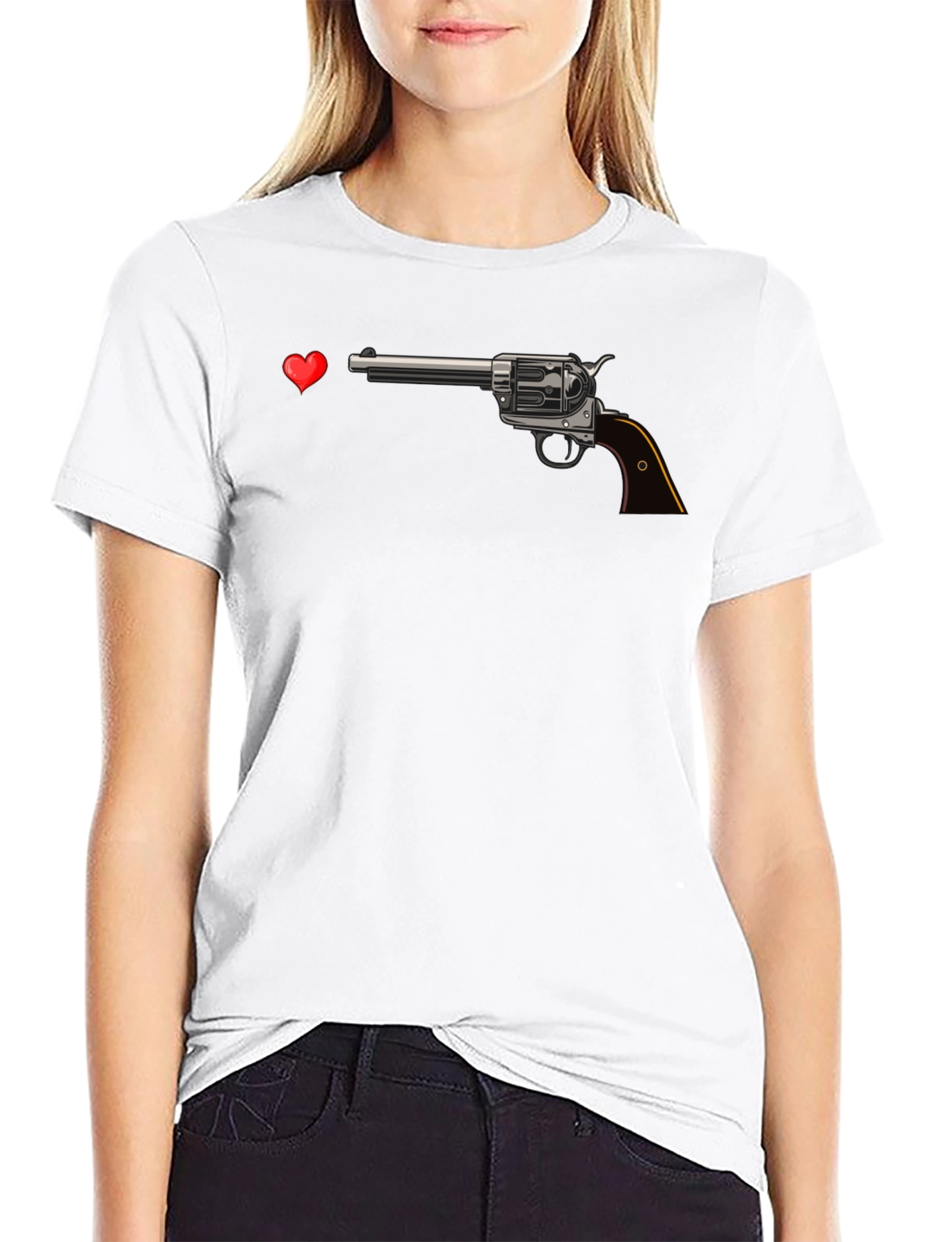 Gun and Heart Graphic Tee - Edgy Design