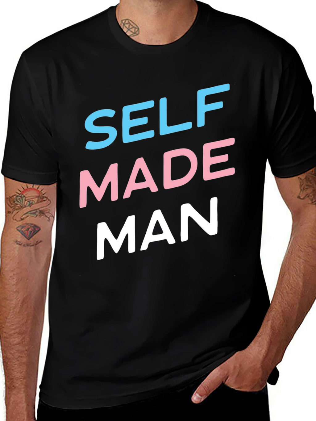 Self Made Man Graphic Tee - Black Casual T-Shirt
