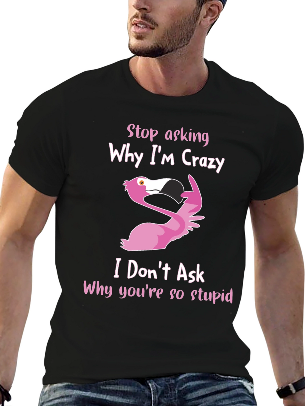 Crazy Flamingo Graphic T-Shirt
