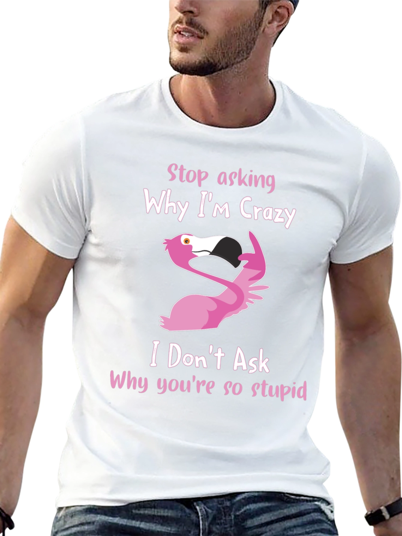 Crazy Flamingo Graphic T-Shirt