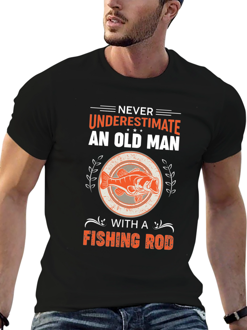 Never Underestimate Old Man Fishing Rod T-Shirt