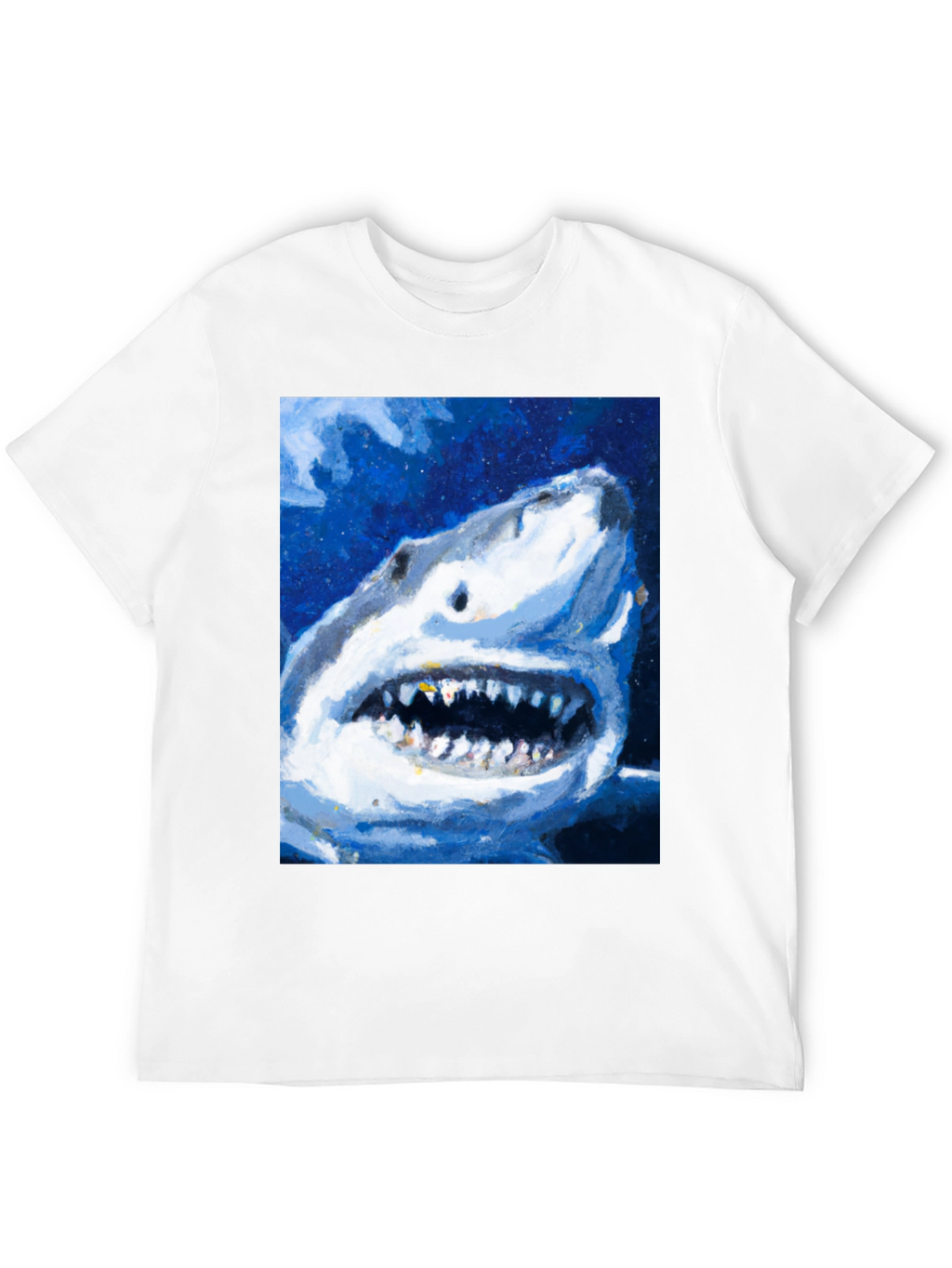Shark Attack Graphic Print Mens Black T-Shirt