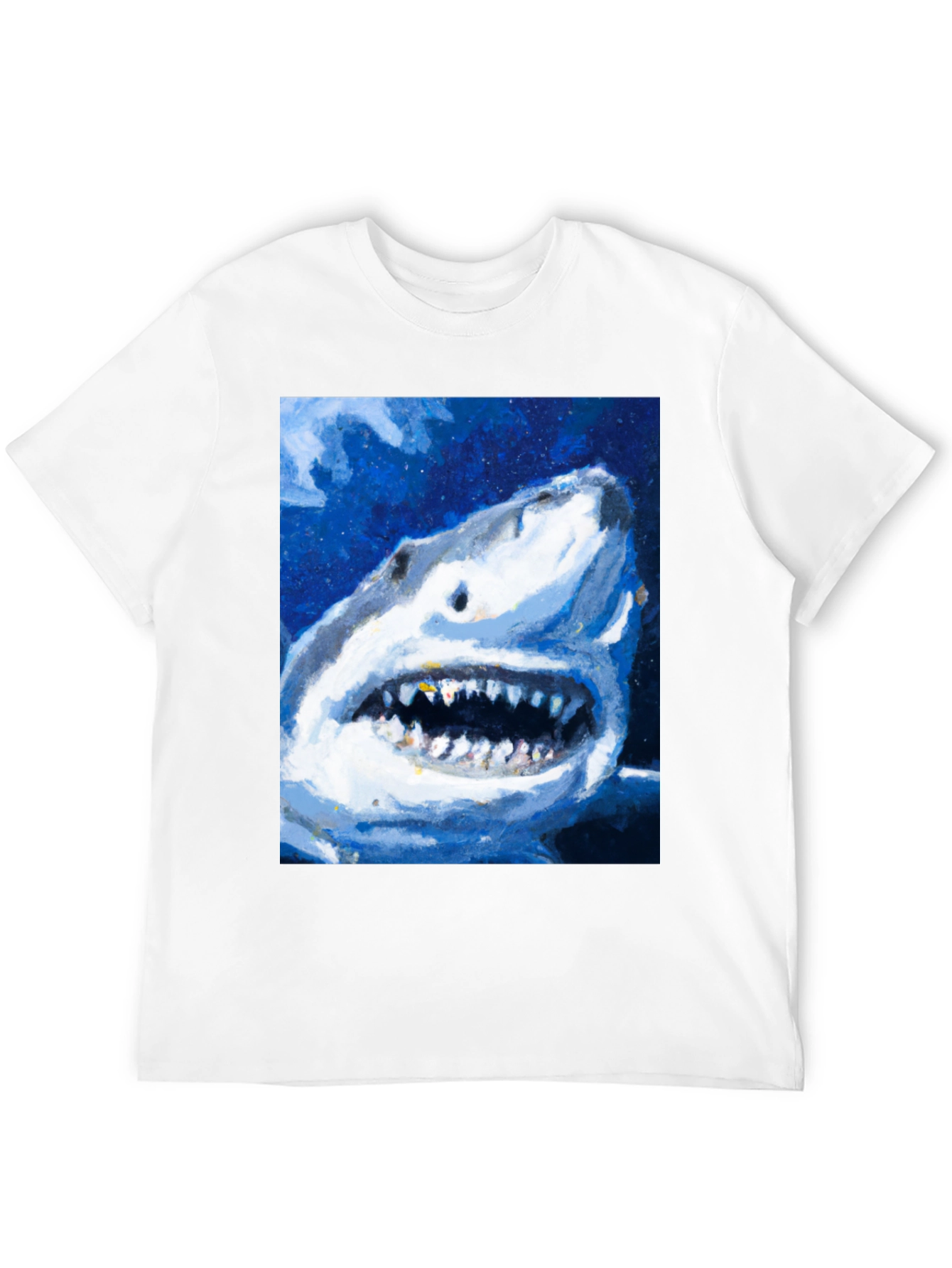 Shark Attack Graphic Print Mens Black T-Shirt