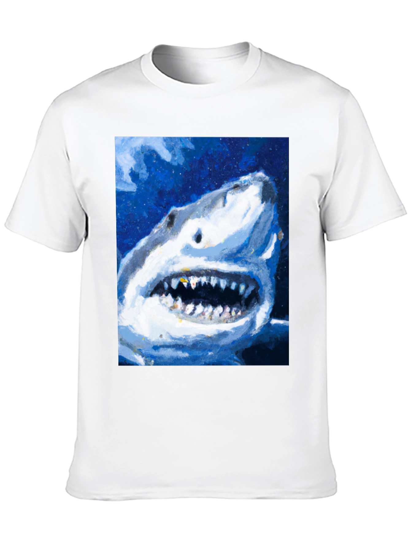Shark Attack Graphic Print Mens Black T-Shirt